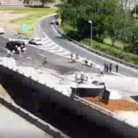 <p>Scene of the crash on Interstate 287 southbound in Metuchen. A dump truck spilled dirt across I-287.</p>