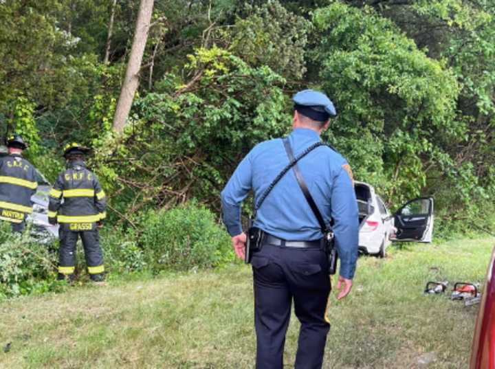 Green Knoll firefighters rescue victims from a crash off Route 287.