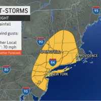 <p>The storm will bring heavy downpours, damaging winds of up to 60 miles per hour, and small hail.</p>