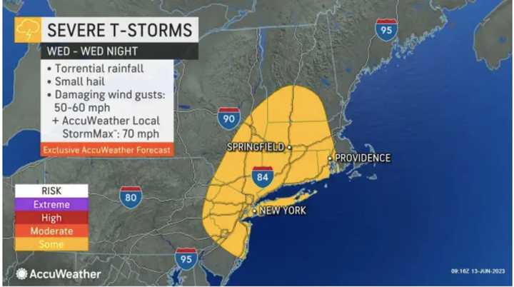 The time frame for possible storm activity is from the middle of the afternoon Wednesday, June 14 until late Wednesday evening.