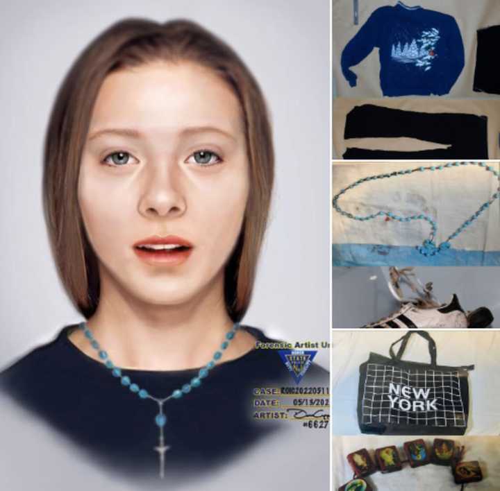 The victim is a Caucasian female, possibly of Northeastern European descent, estimated to be between 18-30 years of age, approximately 115lbs – 130lbs, 5’2” – 5”5” in height, fair skin with light brown or blonde hair and blue or green eyes.