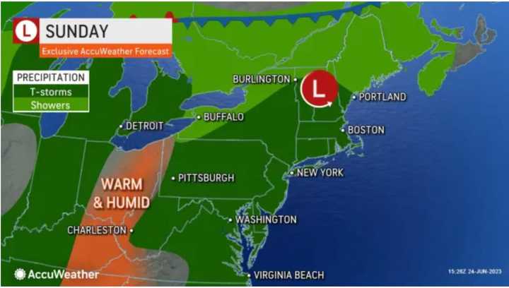 Isolated showers and storms are possible anytime during the day and evening on Sunday, June 25.