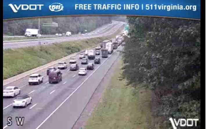 Traffic backs up on I-95.