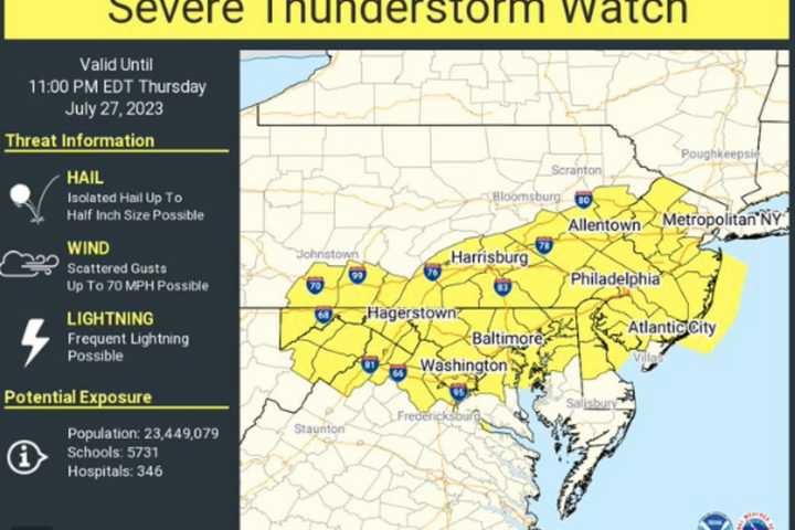 Severe Weather Watch Issued As Thunderstorms Threaten Region, More Sweltering Heat Ahead