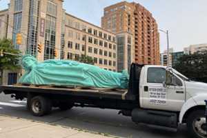 Public Encouraged To Climb, Sit On, And Lean Against 'Reclining Liberty' Statue In Arlington