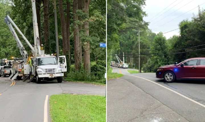 Downed wires closed a roadway in Fairfax County Friday, Aug. 25.