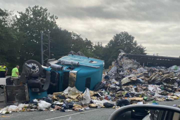 Messy Tractor Trailer Crash Shuts All Lanes Of Route 17 Near NY/NJ Border