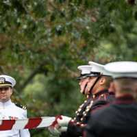 <p>Marines from the Marine Barracks, Washington, D.C. (8th and I) conduct military funeral honors for U.S. Marine Corps Cpl. Spencer Collart in Section 52 of Arlington National Cemetery, Arlington, Va., Sept. 25, 2023.</p>