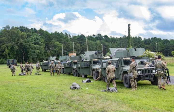 Soldiers of the 107th Military Police Company, 104th Military Police Battalion, New York Army National Guard, at Joint Base McGuire-Dix-Lakehurst (file photo).