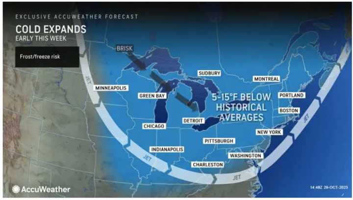 Cold air has expanded to start the workweek.