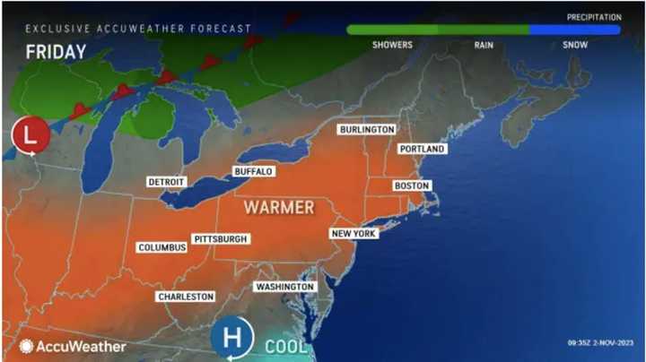 Temperatures will climb to around the 60-degree mark on Friday, Nov. 3 after a frosty, winterlike stretch.