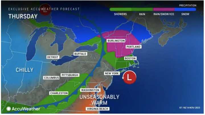 A quick-moving storm system that brought snow and sleet to upstate New York and northern New England will be follow by a stretch of colder, dry days.