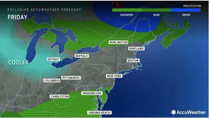 An approaching cold front will usher in a drop in temperatures.