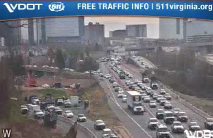 A crash on I-495 caused major backups Wednesday, Nov. 15 in Fairfax.