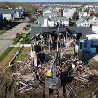 <p>A drone photo by Rocco Constantino of the demolition of the White House on Monday, Nov. 13.</p>