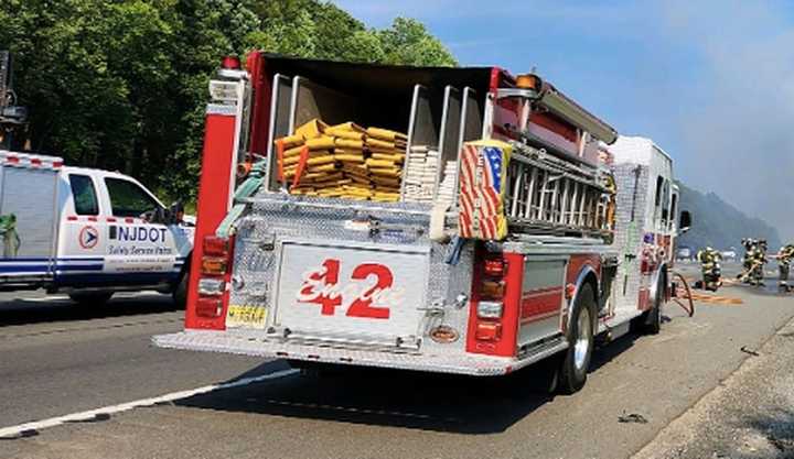 Rockaway firefighters at the scene of a car fire (file photo).