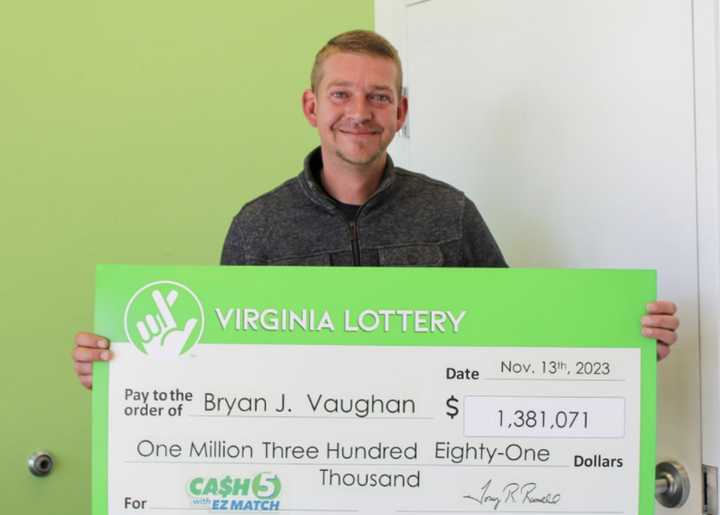 Bryan Vaughan, a Virginia Lottery winner.