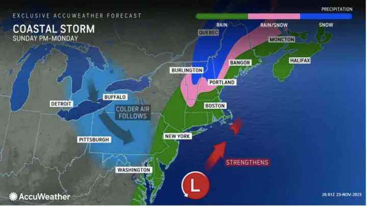 The time frame for the storm is late Sunday afternoon, Nov. 26 into the early morning hours of Monday, Nov. 27.
  
