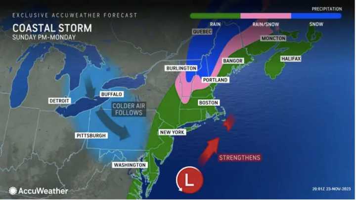 The time frame for the storm is late Sunday afternoon, Nov. 26 into the early morning hours of Monday, Nov. 27.
  
