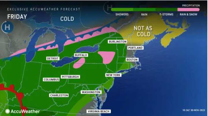 The coast-to-coast storm system will head to the Northeast on Friday, Dec. 1.
  
