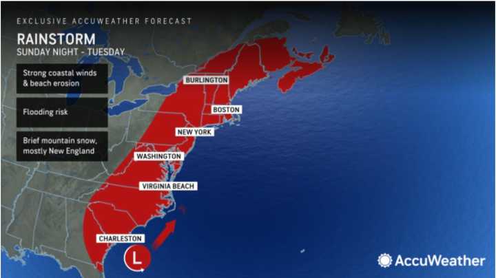 Just like the storm at the start of this week, the new system on track to arrive Sunday, Dec. 17 will move up the East Coast from the south.