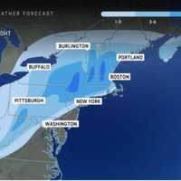 <p>The latest snowfall projections throughout the Northeast, released Saturday morning, Jan. 6 by AccuWeather.com.</p>