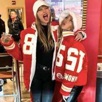 <p>Taylor Swift and Brittany Mahomes sport matching jackets made by Towson grad Kristin&nbsp;Juszczyk.</p>