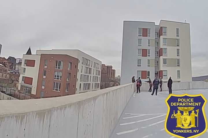 Video: Officers Stop Woman From Falling Off Parking Garage Roof In Westchester