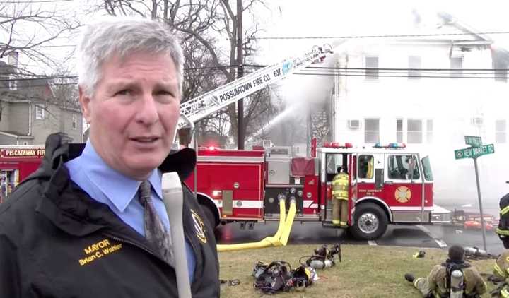 Piscataway Mayor Brian Wahler at the fire scene.