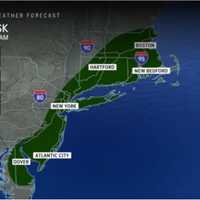 <p>The risk for flooding from the storm is highest in areas shown in green.</p>