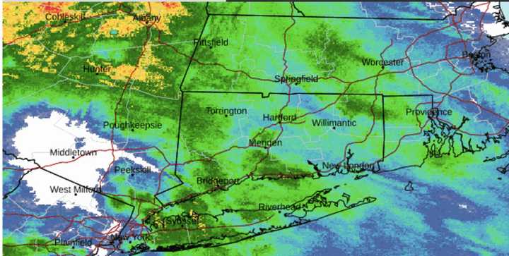 A radar image of the region just before 7 p.m. Saturday, March 9.