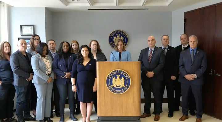 Westchester County District Attorney Miriam Rocah announces Ricketts' sentence on Thursday, April 4.