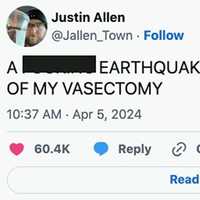 <p>Justin Allen was in a vasectomy when the room began shaking Friday, April 5.</p>