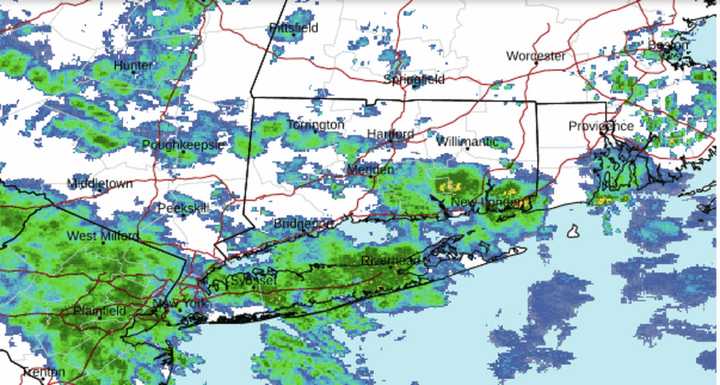 A radar image of the region shows the potent storm system moving from south to north at around 7:15 p.m. Thursday, April 11.
  
