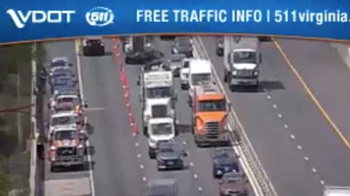 A multi-vehicle crash slowed traffic along I-66 in Fairfax County on Wednesday, April 24.