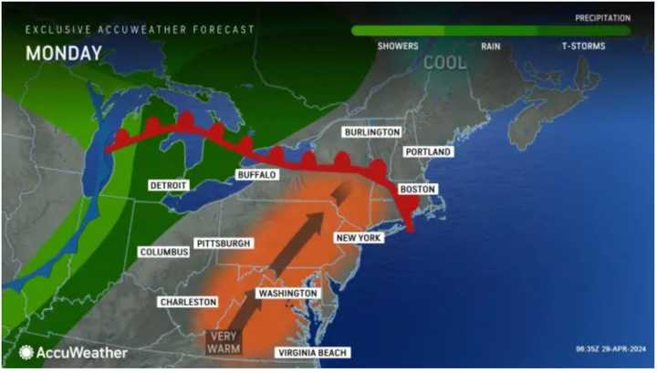 Temperatures on Monday, April 29 are expected to be the warmest of the year and since this past September.