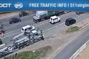 Traffic Crawls On I-495 Due To Tractor Trailer Crash