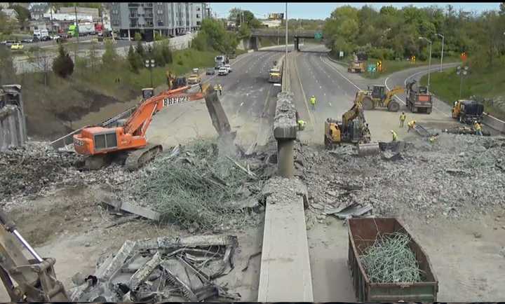 The Connecticut Department of Transportation has installed a live webcam at the site. The image here was captured around 1:45 p.m. Saturday, May 4.