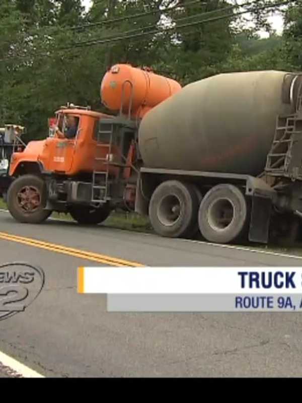 Truck Stuck In Mud Causes Delays On Route 9A In Ardsley