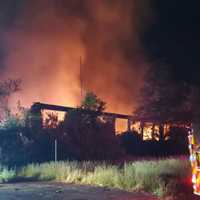 <p>A fire ripped through the closed Strathmore Paper Mill in Russell in June. The fire is still under investigation and a $5,000 reward is being offered for information about the cause.</p>