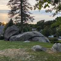 <p>Holliston&#x27;s Balancing Rock as it is, felled.</p>