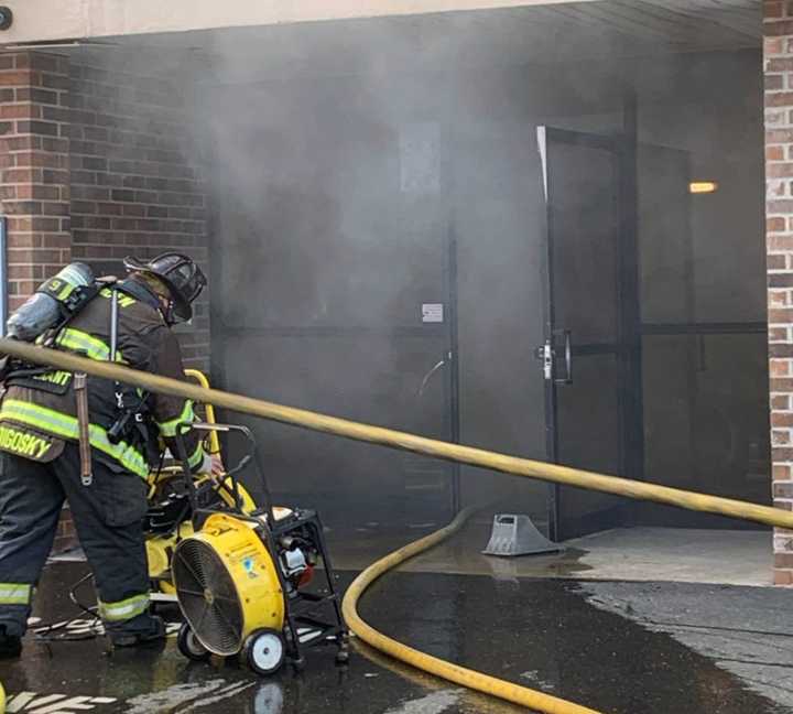 Firefighter at a smoky blaze Sept. 30.