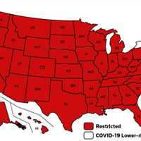 <p>Oct. 3 map showing low and high-risk states on Massachusetts&#x27; travel order.</p>