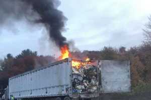 Flaming Tractor-trailer Causes Traffic On 495