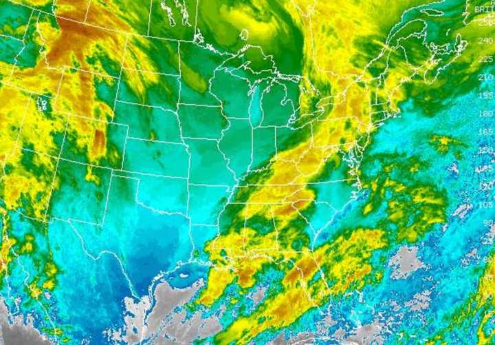 A Winter Storm Watch has been declared for all of Central and Western Massachusetts as of Tuesday, Dec. 15. A powerful snowstorm is expected to hit the area on Wednesday, Dec. 16. Pictured here is an infrared snapshot of the cloud coverage on Dec. 15