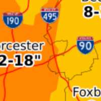 <p>National Weather Service Worcester County snowfall accumulation Dec. 16-17</p>