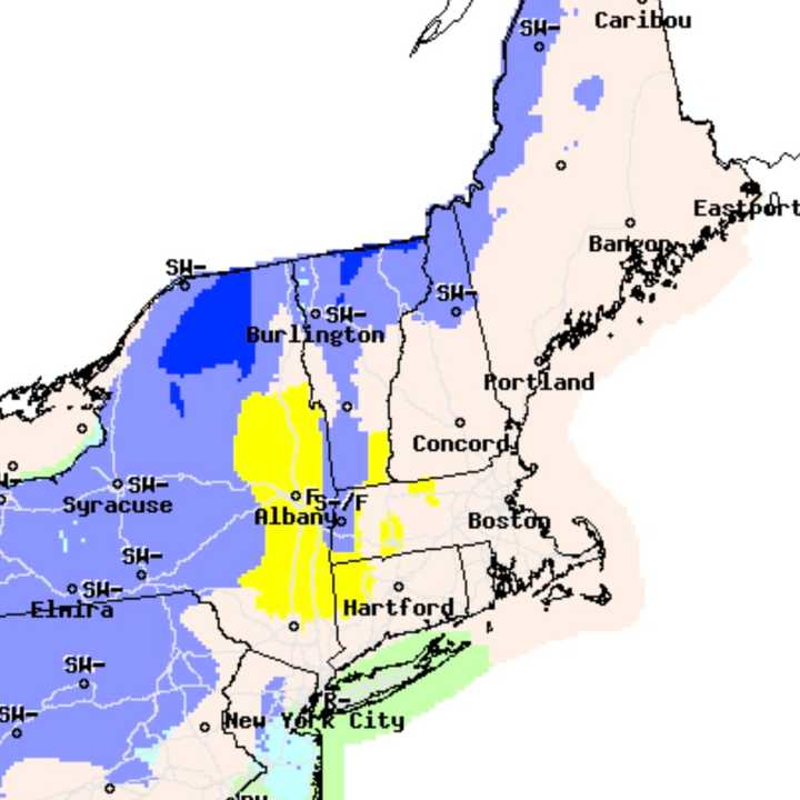 Chance of precipitation map for Tuesday, Dec. 22.