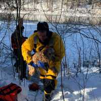 <p>Emergency responders rescued a dog named &quot;Popeye&quot; from a freezing river on Tuesday, Dec. 22.</p>