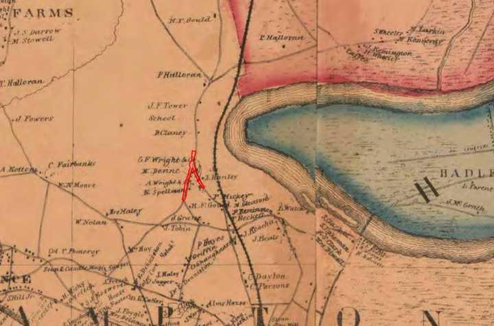 An old map shows the intersection (in red) where the roundabout is proposed for construction.