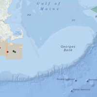 <p>Right whales were recently spotted near the Massachusetts islands. This NOAA map shows where the right whales were observed either by acoustics or visually.</p>